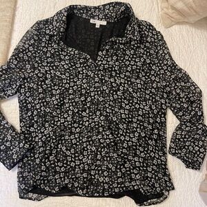 DR2 Black and White Floral Button-Down Shirt
